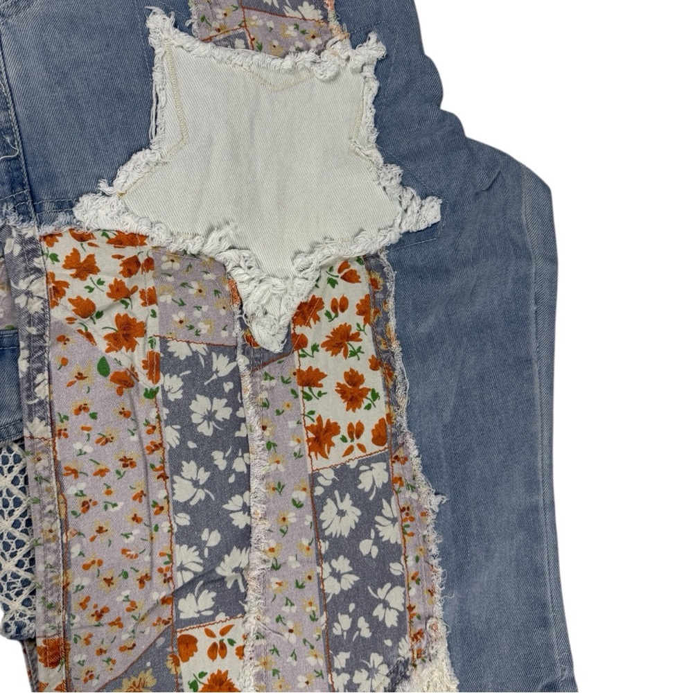 ONLY 1 LEFT! NO RESTOCK! POL Patchwork Detail Woven Twill Denim Pants Small - Picture 7 of 11